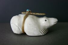 Rare Early Native Zuni Carved White Alabaster Frog Fetish By Edna Leki (d.) picture