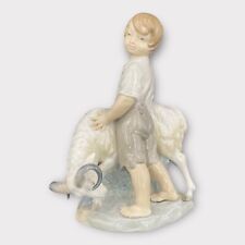 Vintage NAO Spain Glazed Porcelain Figurine Boy w/ Ram VG+ picture