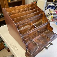 Rare 1880's Oak DESK TOP STATIONARY ORGANIZER CADDY Cubby picture