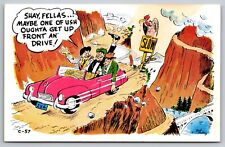 Bob Petley C-57 Drunks in backseat no driver Laff Card PostCard posted 1953 picture