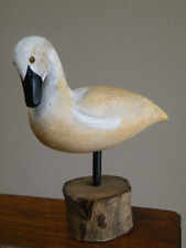 WOOD CARVED Hand Painted SHORE BIRD On STAND Folk Art Primitive Decor  picture