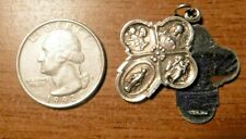 Vintage Two Piece Catholic Four Way Cross Medal, Solid Sterling Silver #14c picture
