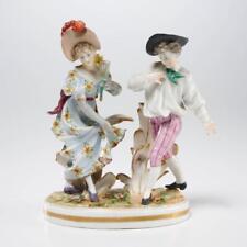 Ludwigsburg Porcelain Figural Group Man Woman Dancing Applied Flowers Figurine picture