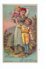 F.R. Avery Trade Card Victorian Lady Red Hair Bow & Children Westfield Mass. picture