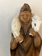 13”Hand Carved Man carrying a Lamb Beautiful picture