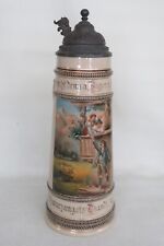 Marzi and Remy Germany Extra Large Ceramic Pewter Lidded Beer Stein 3940B picture