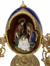 Vintage Franklin Porcelain And Brass Egg House Of Faberge A King Is Born 26486 picture