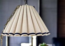 Vintage Large Parchment Fluted Scalloped Pendent Lamp picture