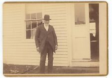 Antique Circa 1900s Cabinet Card Stern Angry Looking Older Man Chin Beard in Hat picture