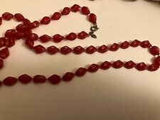 vintage estate RED BEAD necklace picture