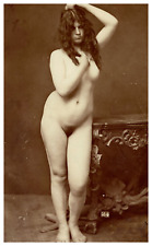 Vintage Print Female Nude Painter's Study  19.5x12 Albumin Print  picture