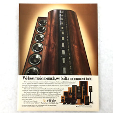 1989 Infinity Stereo Speakers VINTAGE 80s PRINT AD We Built A Monument To It picture