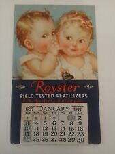 Vintage 1937 F S Royster Guanno Company Fertilizer Advertising Calendar  Babies picture