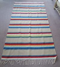 decorative Mexican Southwestern style stripe fringed throw used 38