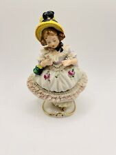 Vintage Frankenthal Dresden Art Lace Dress Figurine Made in Germany 5.25” picture