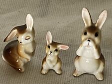 Vintage Miniature Bunny Rabbit Porcelain Family Figurines Bone China Lot 3 picture