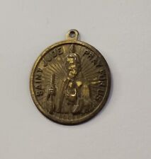 Vintage Catholic Saint St. Jude Pray For Us Medal Brass 3/4