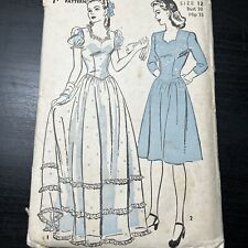 Vintage 1940s Advance 3756 Puff Sleeve Dress or Gown Sewing Pattern 12 XS USED picture