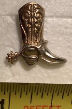 Vintage Cowboy Boot Gold Tone Western Country Cowgirl Lapel Pin Tie Hat picture