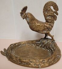 Antique Austrian Bronze Rooster Casting – Trinket tray / Ashtray / Coin holder picture
