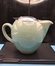 Vintage ZERO Japan Green Celadon Glaze Ceramic 16 Oz Tea Pot With Infuser Basket picture