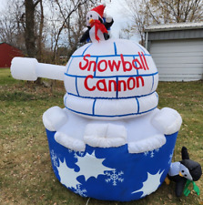 Rare Gemmy Snowball Canon Inflatable 6 Foot Animated Tank Turret Penguin Lightup picture