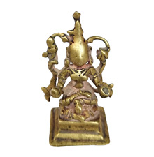 Original 1800's Old Vintage Antique Brass Hindu Goddess Laxmi Rare Statue Figure picture