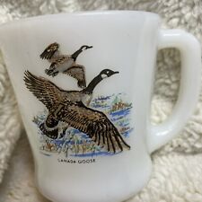 VTG Fire King Milk Glass CANADA GOOSE Coffee Cup Mug MCM Game Bird picture