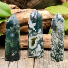 Natural Moss Agate Tower Crystal Healing Protection Stone Home Decor Gifts picture