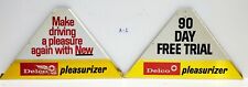 2x Vintage Delco Pleasurizer Single Sided Metal Advertising Signs Shock absorber picture