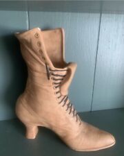 VTG Ceramic Shoe Boot Planter Vase Victorian Lace Up Heel 10” picture