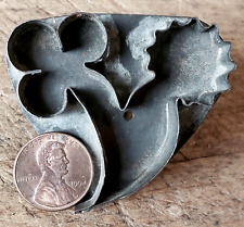 RARE Antique 19th C Miniature TIN Crimped HANDLE Cookie FLOWER Cutter 1.75