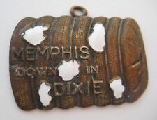 VTG 20's-30's Brass MEMPHIS DOWN IN DIXIE Charm Antique Advertising Fob Cotton picture