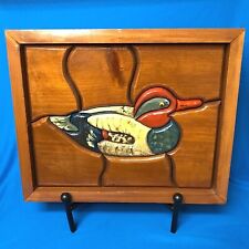 Vintage Handmade & Hand Painted Wood & Lacquer Jigsaw Duck Wall Plaque Rustic picture