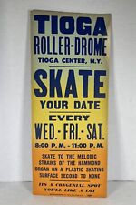 Vintage 1950s-60s Tioga Roller-Drome Skating Silkscreen Poster Tioga Center NY picture