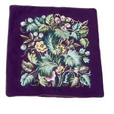 Vintage Jacobean Floral Plum Needlepoint Square Pillow Sham picture