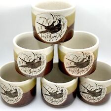 6 Vintage Japanese Cups For Hot Tea, Glazed Ceramic picture