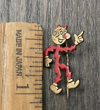 VINTAGE REDDY KILOWATT MIGHTY ATOM PIN READY RUNNING RED ENAMEL ELECTRIC COMPANY picture