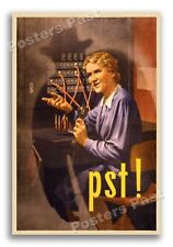 “Pst” 1944 Vintage Style WW2 War Security Poster - 16x24 picture