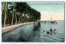 c1910 Boats at Cocoa Nut Palms Along Lake Worth Palm Beach Florida FL Postcard picture