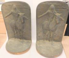 Vintage NATIVE AMERICAN APPEAL TO THE GREAT SPIRIT BRONZE BOOKENDS Pair picture