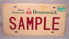 1998 NEW BRUNSWICK CANADA LICENSE PLATE 'SAMPLE' ORIGINAL- UNIQUE-EXCELLENT picture