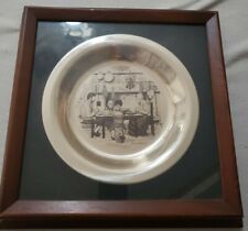 Vintage Franklin Mint Solid Sterling Silver 1975 Thanksgiving Plate w/Frame - EX picture