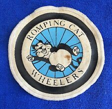 Romping Cat Wheelers - Vintage Sew On Patch - Cycling Club - Free Postage picture