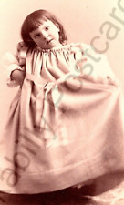 Antique Cabinet Card Whimsical Portrait Young Girl Posing Pretty Dress Albany NY picture