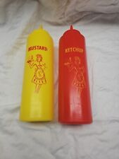 Vintage 50s Graphic Plastic Ketchup Mustard Squeeze Bottle BBQ picture