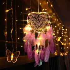 LED Light Love Heart Dream Catcher Feathers Car Home Hanging Decor Gift Pink  picture