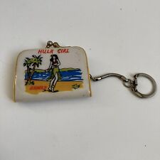 Vintage Hula Girl Aloha Hawaii State Coin Purse Souvenir Keychain picture