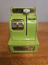 Vintage WORKING Uncle Sam's 3 Coin Register Bank - Green, Western Stamping Corp. picture
