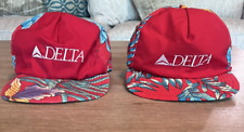 Delta Airlines Hawaiian Floral Trucker Hat Mesh Snapback Cap Made in USA Vintage picture